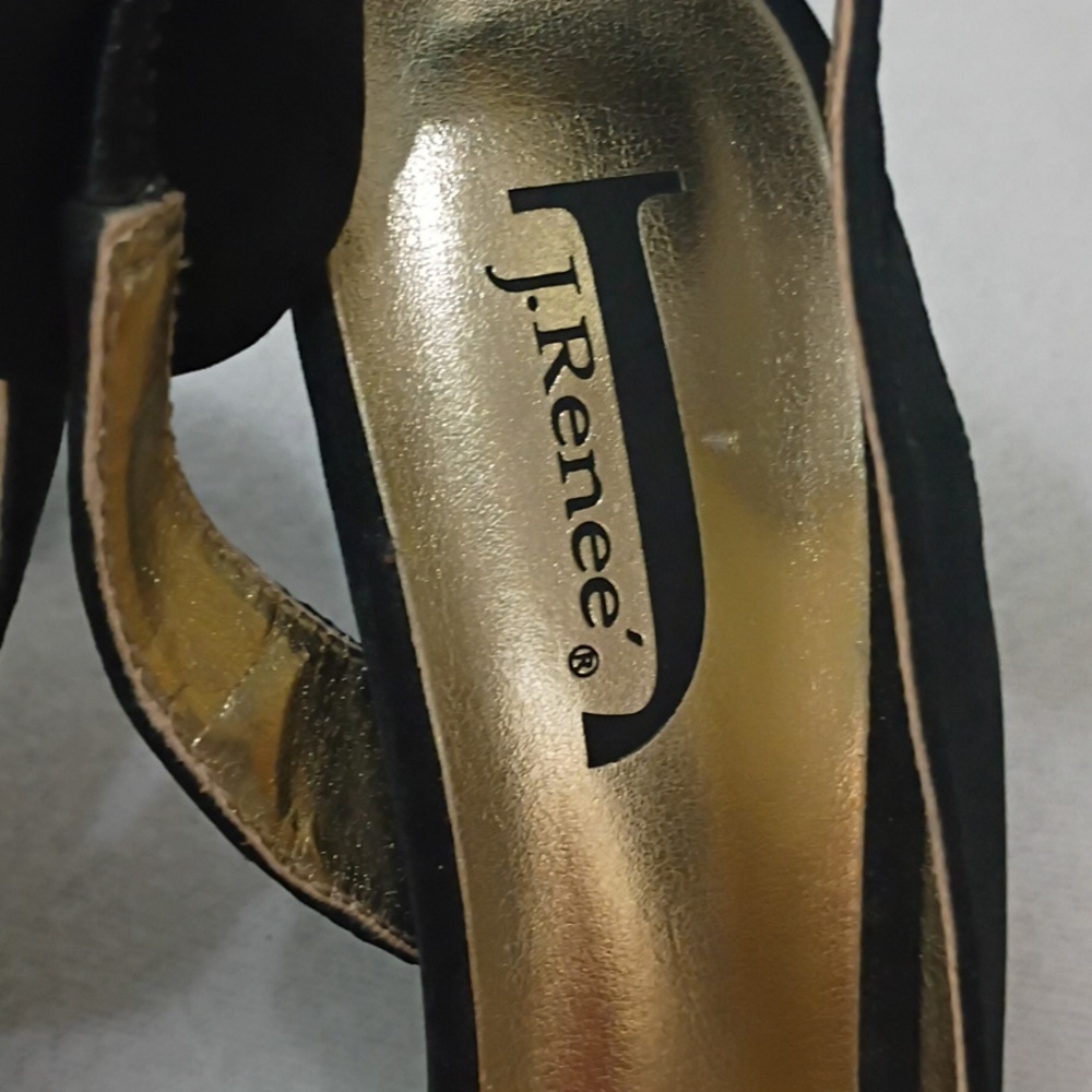 J.Renee Black Bow Ankle-Strap Stiletto Sandals - Picture 6 of 10